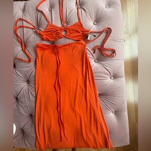 SHEIN Orange Top and Skirt Set